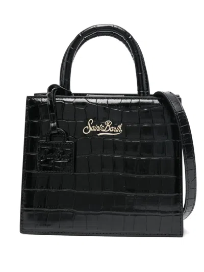 Mc2 Saint Barth Leather Mini Tote Bag In Black