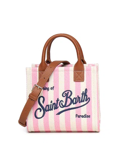 Mc2 Saint Barth Leather Vanity Bag With Logo In Brown