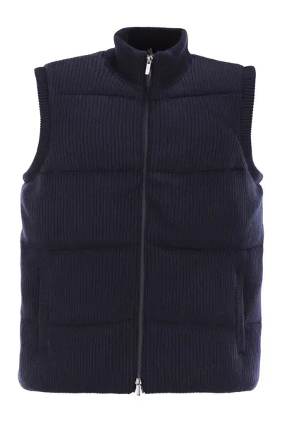Mc2 Saint Barth Leeds - Padded Wool Waistcoat In Blue
