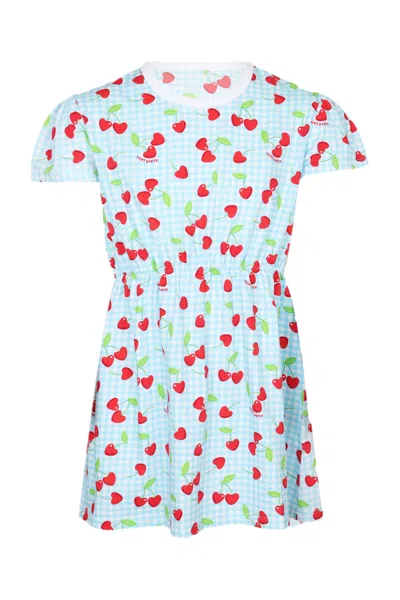 Mc2 Saint Barth Kids' Leila Love Cherry Girl Dress In Blue