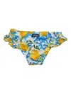Mc2 Saint Barth Lemon-print Ruffled Bikini Bottoms In Multi