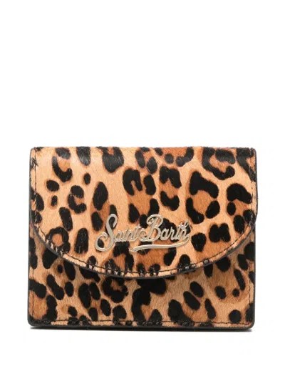 Mc2 Saint Barth Leopard Plaque Wallet In Brown