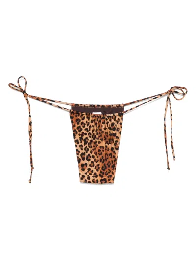 Mc2 Saint Barth Leopard-print Bikini Bottoms In Brown