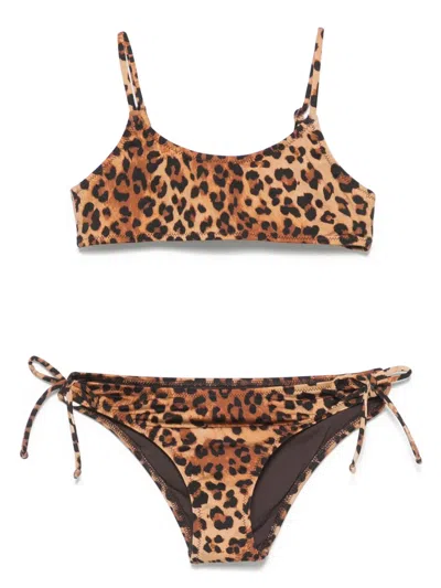 Mc2 Saint Barth Kids' Leopard-print Bikini In Brown