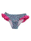 Mc2 Saint Barth Leopard-print Ruffled Bikini Bottoms In Blue