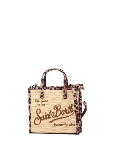Mc2 Saint Barth Leopard Print Vivian Straw Bag In Multi