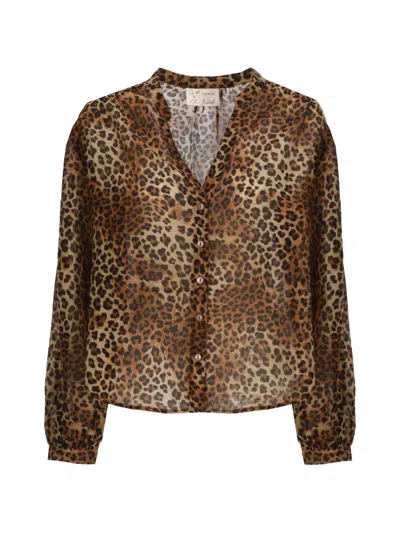 Mc2 Saint Barth Leopard-print Button-down Shirt In Brown