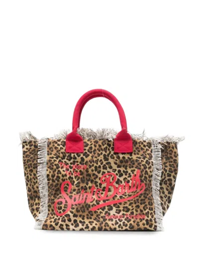 Mc2 Saint Barth Leopard-print Frayed Tote Bag In Animal Print
