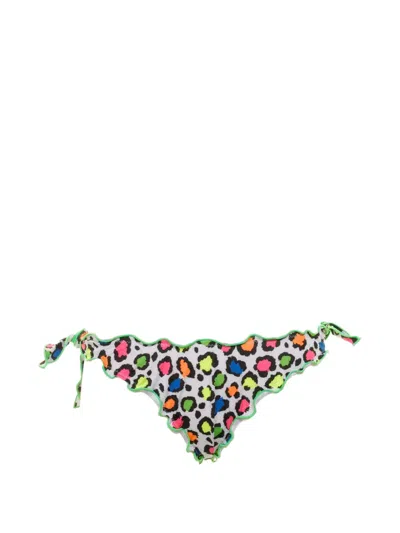 Mc2 Saint Barth Leopard-print Side-tie Bikini Bottoms In Gray