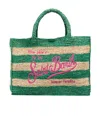 Mc2 Saint Barth Letter Knitted Handbag In Green
