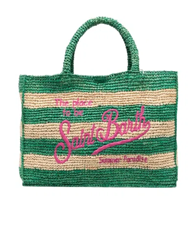 Mc2 Saint Barth Letter Knitted Handbag In Green