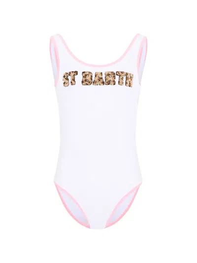 Mc2 Saint Barth Kids' Lettering-detail Swimsuit In White