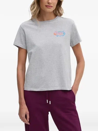 Mc2 Saint Barth Lettering-embroidered T-shirt In Gray