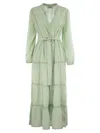 Mc2 Saint Barth Leyde - Cotton Long Dress In Green