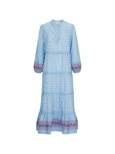 Mc2 Saint Barth Leyde Floral-print Maxi Dress In Blue