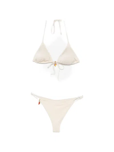 Mc2 Saint Barth Lezzy Charm-embellished Bikini In Neutral
