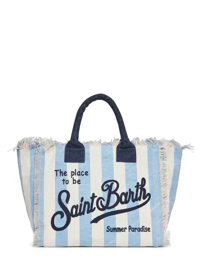 Mc2 Saint Barth Light Blue And Cream Vanity Handbag