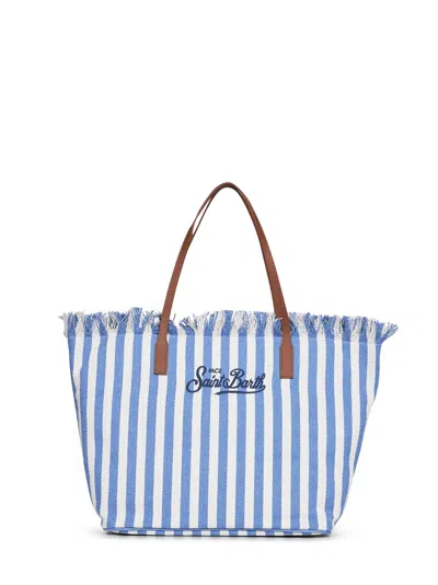 Mc2 Saint Barth Light Blue And White City Regular Shopping Bag