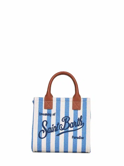 Mc2 Saint Barth Light Blue And White Vanity Bag Mini Handbag With Shoulder Strap
