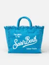 Mc2 Saint Barth Light Blue Cotton Canvas Vanity Tote Bag In Sky