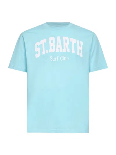 Mc2 Saint Barth Light Blue Cotton Surf Club-print Denver T-shirt