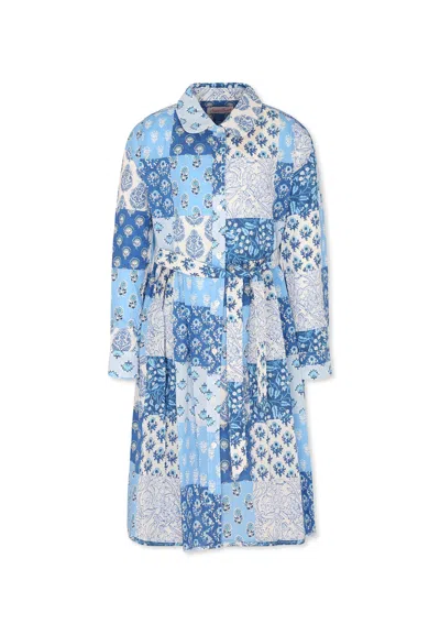 Mc2 Saint Barth Kids' Light Blue Dress For Girl With Floral Print