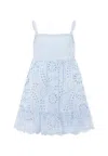 Mc2 Saint Barth Light Blue Dress For Girl With Flowers In Blue