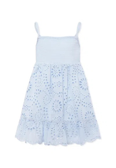 Mc2 Saint Barth Kids' Light Blue Dress For Girl With Flowers