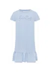 Mc2 Saint Barth Light Blue Dress For Girl With Logo In Blue