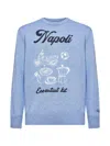 Mc2 Saint Barth Light Blue Heron Embroidered Sweater In Blue