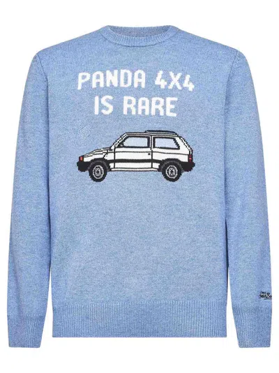 Mc2 Saint Barth Light Blue Heron Embroidered Sweater In Multi