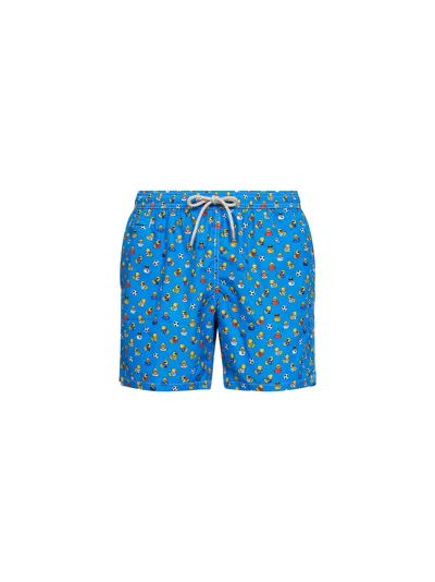 Mc2 Saint Barth Light Blue Lightweight Printed Fabric Lighting Swim Shorts