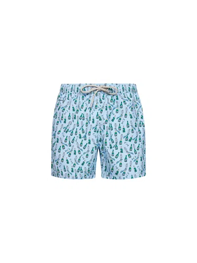 Mc2 Saint Barth Light Blue Lightweight Printed Fabric Lighting Swim Shorts