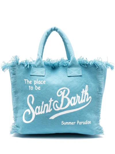 Mc2 Saint Barth Light Blue Logo Tote