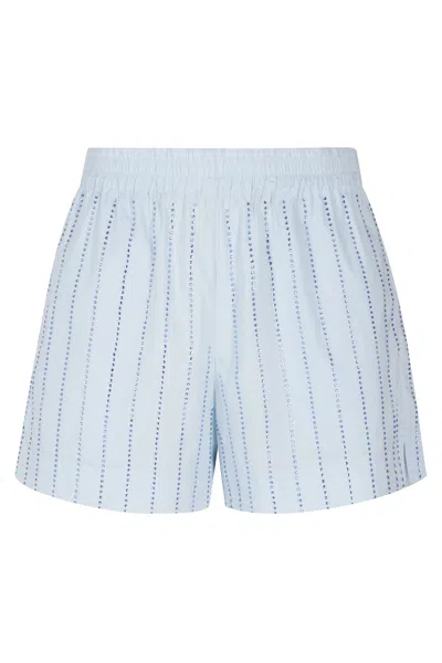 Mc2 Saint Barth Light Blue Poplin Cotton Shorts
