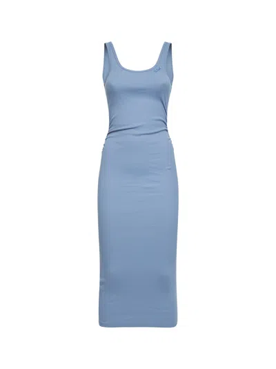 Mc2 Saint Barth Light Blue Ribbed Jersey Jennifer Midi Tank Dress
