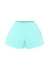 Mc2 Saint Barth Light Blue Shorts For Girl With White Logo In Blue
