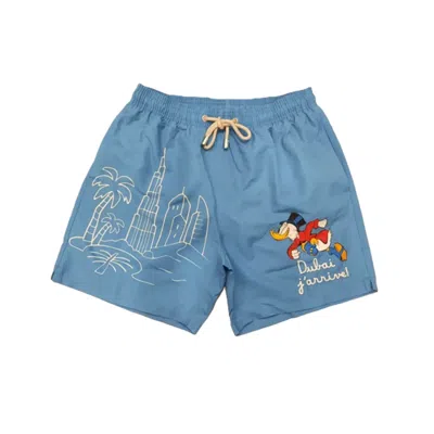 Mc2 Saint Barth Light Blue Shorts With Cartoon Duck