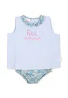 Mc2 Saint Barth Light Blue Suit For Baby Girl With Writing In Light Blue