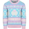 Mc2 Saint Barth Light Blue Sweater For Girl With Logo And Jacqurd Motif In Multicolor
