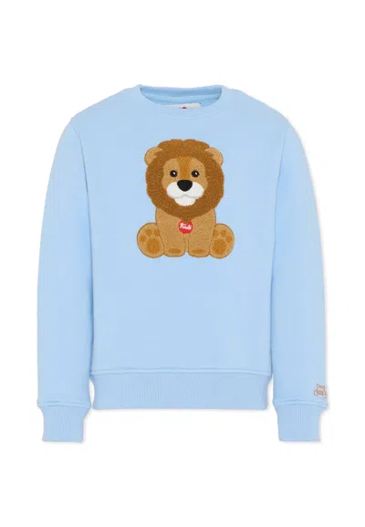 MC2 SAINT BARTH LIGHT BLUE SWEATSHIRT FOR BOY WITH LION