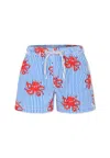 Mc2 Saint Barth Light Blue Swim Short For Boy With Octopus In Light Blue