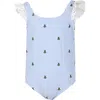 Mc2 Saint Barth Light Blue Swimsuit For Girl With Bees In Light Blue