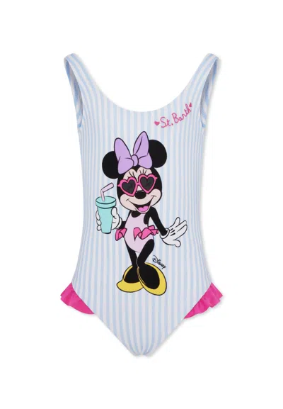 Mc2 Saint Barth Kids' Light Blue Swimsuit For Girl With Minnie
