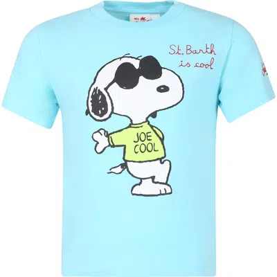Mc2 Saint Barth Kids' Light Blue T-shirt For Boy With Snoopy Print
