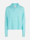 Mc2 Saint Barth Light Blue Terry Striped Sweatshirt Magda In Green