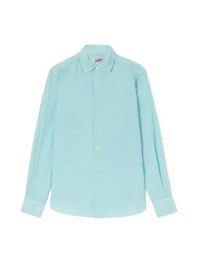 Mc2 Saint Barth Light Blue Voile Cotton Casual Shirt In Multi