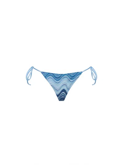 Mc2 Saint Barth Light Blue Wave Rachel Knit Marielle Classic Bikini Bottom In Multi