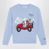 Mc2 Saint Barth Light Blue Wool-blend Sweater With Snoopy In Purple