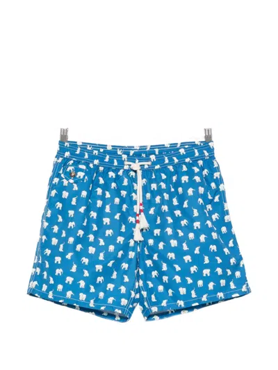 Mc2 Saint Barth Lighting 70 Elephant-print Swim Shorts In Blue